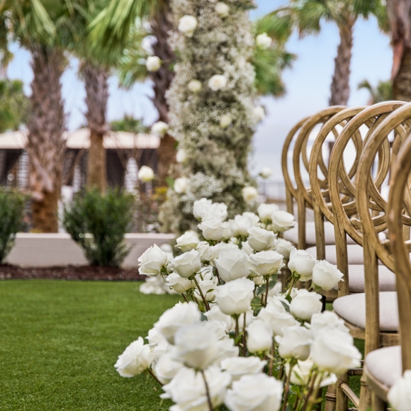 Currents Seaside Entertainment event lawn set up for a wedding ceremony